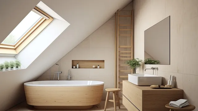 Nyrenoverat badrum efter badrumsrenovering med kakel och duschvägg