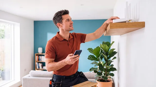 Router placerad centralt för bra wifi-täckning hemma