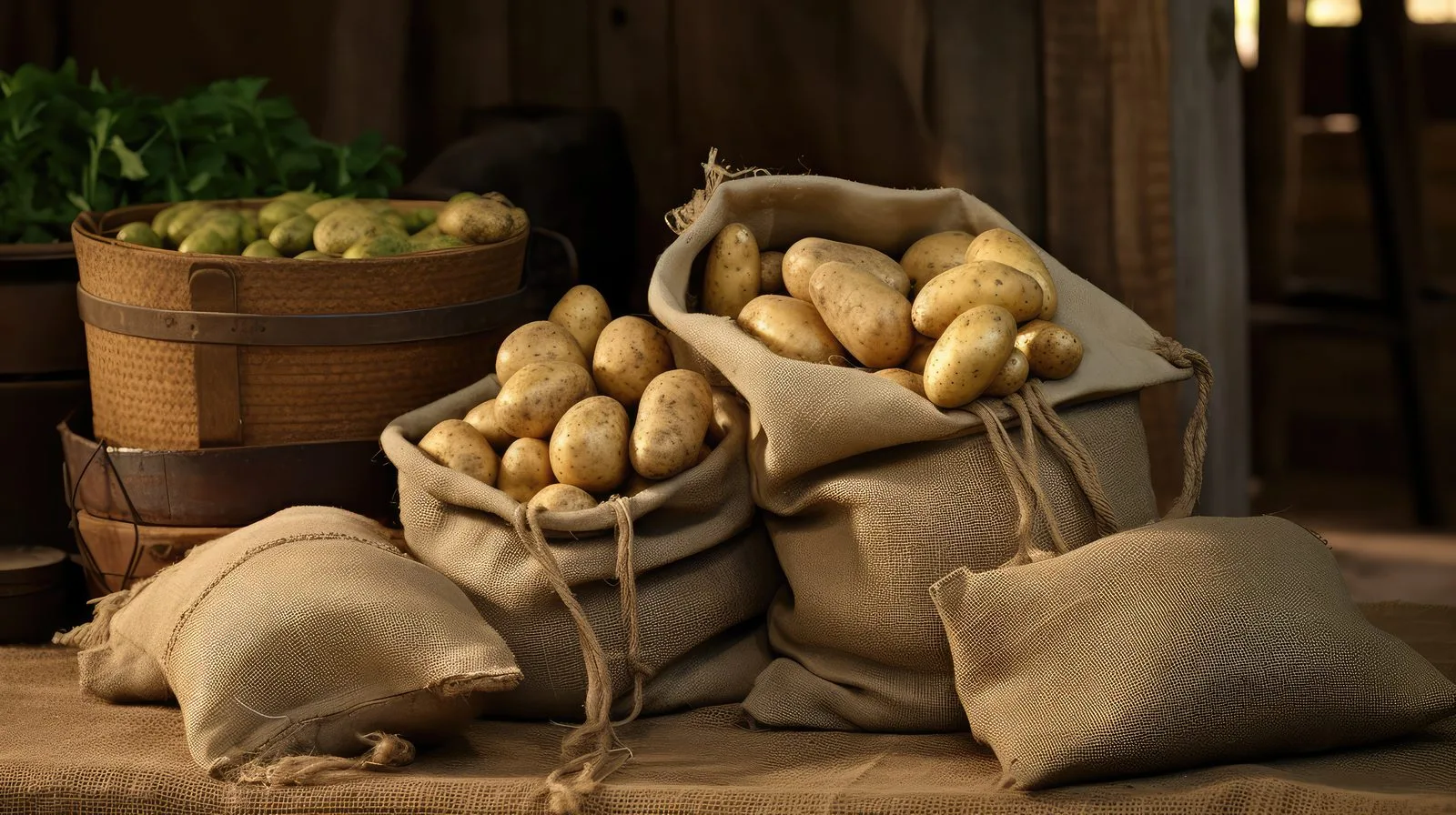 Potatis förvaras mörkt och svalt i säck
