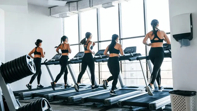 Gym med träningsmaskiner och fria vikter
