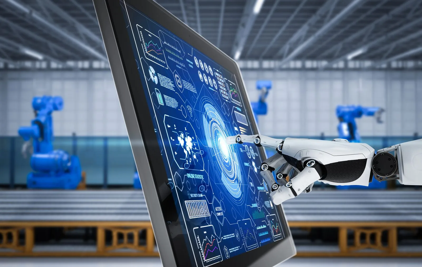 Smart fabrik med uppkopplade robotar enligt Industri 4.0