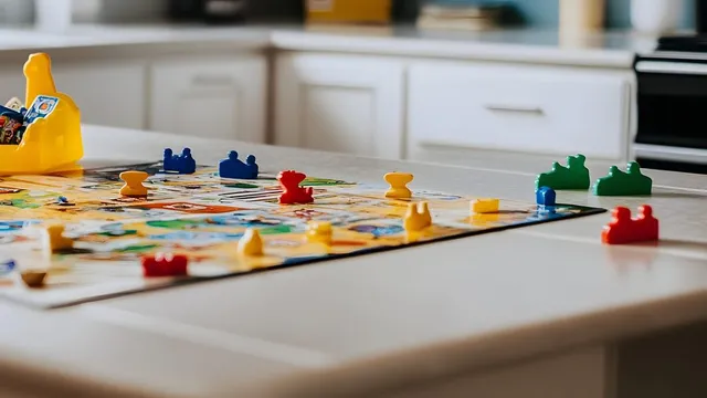 Spelkväll med moderna brädspel på bordet
