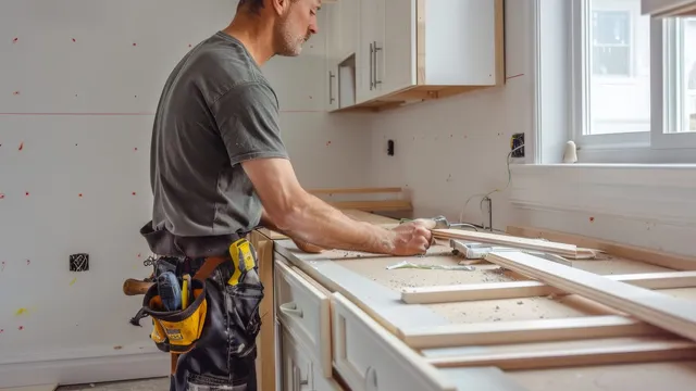 Hantverkare utför rotarbete vid köksrenovering i villa