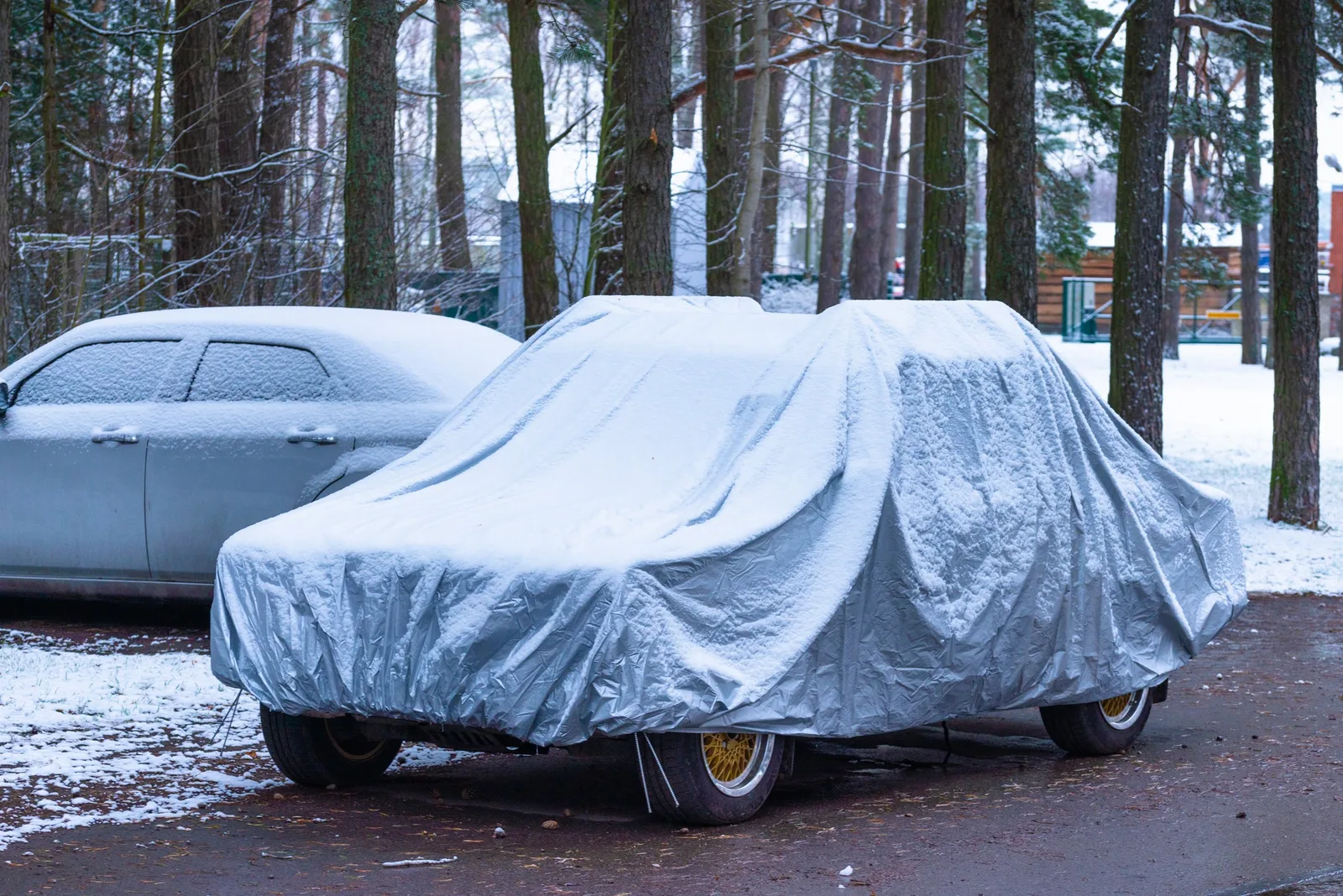 Ställa av bilen – avställd bil under bilskydd i garage inför vintern